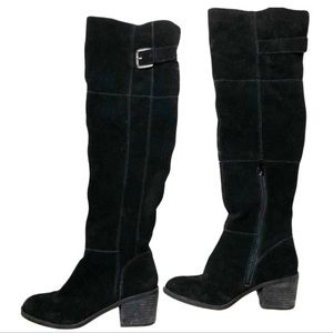 Crown vintage over the knee black suede boots size 6